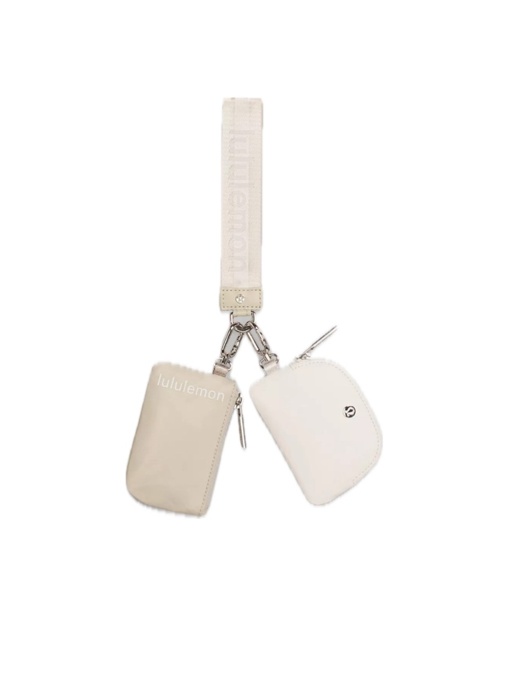 Lululemon Dual Pouch Wristlet *Wordmark — Raw Linen/White Opal/White